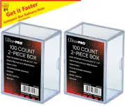 2x Ultra PRO 100 Count Storage Box 2-piece Standard Trading Cards 100ct