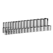 3/8 in. Drive Shallow and Deep Chrome Socket Set, 6-Point, 8 to 22 mm, 30-Piece