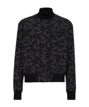 Balmain Printed Logo Label Bomber Jacket FR54,FR48,FR50,FR52 black