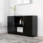 Durable Buffet Sideboard Cabinet Kitchen Hallway Cupboard Storage 2 Doors Black