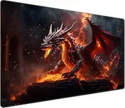 DEGDFSGR for MTG Playmat 24 x 14 inches for TCG Playmats Non-Slip Rubber Base Commander Play Mat HD Cover for Magic The Gathering Playmat Iorcana Trading Card Game, The Fire Dragon On The Rock