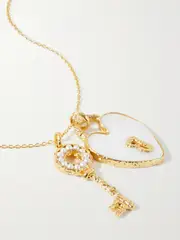 [Pacharee] Pacharee - Heart & Lock Gold-plated Pearl And Mother-of-pearl Necklace - One size One size Gold