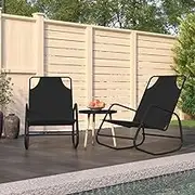 Generic Rocking Sun Loungers 2 pcs Black Steel and Textilene,Furniture,Outdoor Furniture,Outdoor Seating,Sun Loungers