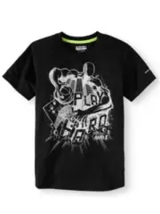 AND1 Boys Graphic T Shirt Size Large (10-12) Black Play Hard Basketball NEW