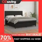 Box Spring Bed Faux Leather Mattress Queen Size Black 153x203 cm 5082