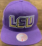 NWT Louisiana State LSU Tigers Side Patch Mitchell & Ness Purple Snapback Hat