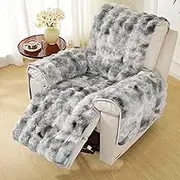 Recliner Chair Covers Non Slip Plush Recliner Slipcover Soft Fluffy Recliner Protector for Recliner Chairs and Furniture(Light Gray)