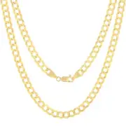 Solid 10K Yellow Gold 6mm Cuban Curb Chain Link Mens Necklace Italian Made 24"