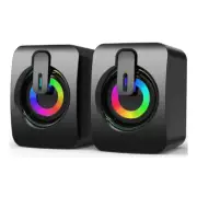 USB Powered Speaker Portable Minisubwoofer with RGB Lights Volume Control 3.5Mm