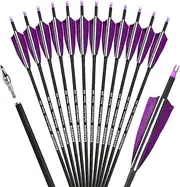 ZSHJGJR 30 Inch Archery Carbon Arrows Hunting Arrows with 4” Turkey Feather Targeting Practice Arrows Spine 500 for Compound & Recurve & Traditional Bow 6/12pcs