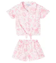 [Tartine et Chocolat] Tartine et Chocolat Printed cotton shirt and shorts set Y 14 white