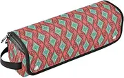 [sanluoli] Hair Tools Travel Bag and Heat Resistant Mat Hair Tools Organizer Storage Bag Geometric Retro Green Blue Portable Organizer