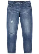 Dolce & Gabbana Distressed Slim-leg Jeans - Light Blue - 48 (IT48 / M) 48 (IT48 / M)