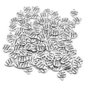 heyous 100pcs Heart Shape Charms Handmade Metal Labels Printed Ancient Silver