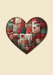 A4 Notebook - Quilt Heart - Cream Cover 8.27 X 11.69 Inch