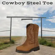 Men's Steel Toe Leather Square Toe Western Work Boots Brown Size 7-14
