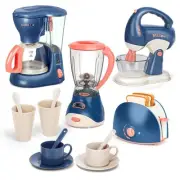 Pretend Play Kitchen Appliances Toy Set with Coffee Maker Machine,Blender, Mi...