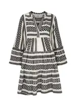 Devotion Ella Embroidered Cotton Mini Dress - Black And White - S S