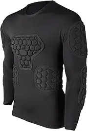[Generic] Padded Football Shirt - Black Long Sleeve Football Suit, Protective Football Shirt | Soccer Padded Shirt for Adults, Paintball Padded Shirts for Soccer Basketball Paintball (Black)