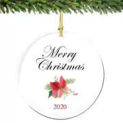 Merry Christmas Ornament 2022 Poinsettia Porcelain Ornament Home D�cor Christma