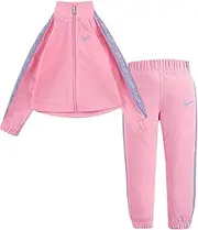 [Nike] Toddler Girls Fade Tape Jacket & Pants 2 Piece Set (Pink(16G750-A8F)/Blue, 12 Months)
