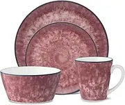 [Noritake] ColorKraft Essence Garnet 4-Piece Coupe Place Dinnerware Setting in Red