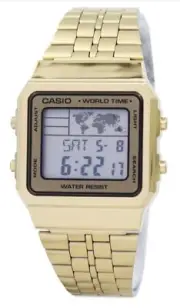 Casio Alarm World Time Digital A500WGA-9DF GOLD Men's Watch With Box