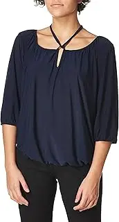 [Star Vixen] Women's 3/4 Sleeve Peasant Elastic-Hem Keyhole-tie Top