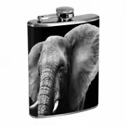 Elephant Art D23 Flask 8oz Stainless Steel Hip Drinking Whiskey