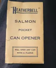 New Vintage Heather Bell Salmon Pocket Can Opener Advertising Fidalgo Island