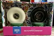 Tabitha Brown Stoneware Salt & Pepper Shakers~ Modern Fun~NIB