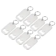 8pcs Stainless Steel Flat Beer Bottle Opener Keychain 2.75 inch Long, Silver