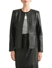 [David Lawrence] Adelaide Leather Jacket in Black