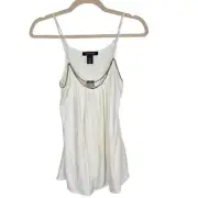 White House Black Market Top Cami Tank Top Women XS White Chain Scoop Neck Tank