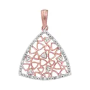 10k Two-tone Gold Round Diamond Triangle Pendant 1/20 Cttw