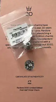 Pandora 20th Limited Edition Leaf Clover Charm 799005C00 & Receipt & Certificate