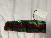 NWT Gucci Sequin Paillettes Headband Shine Web Green Red Silk Lined women