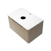 Wall Mounted Oak MDF Ripple Vanity Soft Close Drawer Stone Countertop 76x46cm