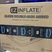 EZ INFLATE Double High Luxury Air Mattress With Built In Pump Size Queen