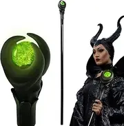 Flylife 51inch Deluxe Maleficent Staff with Green Light Orb, Wizard Scepter Magic Wand Halloween Prop (Green Light)