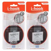 2x 2pc I-Hook Multi-Surface Wall Adhesive 6.8x2cm Memo Note Clip/Message Holder