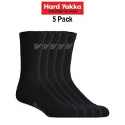 Mens Hard Yakka Cotton Crew Work Socks 5 Pack Logo Athletic Padded Black Y20035