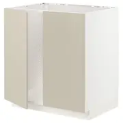 METOD base cabinet for sink + 2 doors, white/Havstorp beige, 80x60x80 cm
