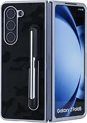 Faux Leather Strap Touch Pen Folding Fashion Protection Phone Case for Samsung Galaxy Z Fold6,PC+ TPU Material,Black