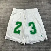 NEW Jordan Shorts Mens Large White Kelly Green Mesh Jumpman Logo 7"