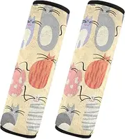 Car Seat Belt Pads 2 Pcs Breathable Car Safety Seat Belt Strap Shoulder Pad Camera Bag Strap Cover Car Accessories for Adults Child Kids M Cat Cartoon Animation Cute