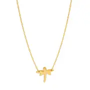 14K Yellow Gold Mini Dragonfly Pendant Necklace, 16" To 18" Adjustable