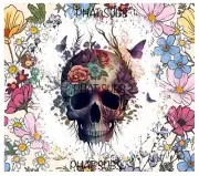 20oz Sublimation Tumbler Wrap Floral Skull Ready To Press Print