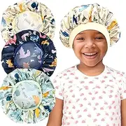 Kids Satin Bonnet Sleeping Cap Soft Silk Wide Band Night Hats for Natural Hair Teens Toddler Child Baby