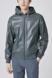 Wool Leather Hoodie Jumper